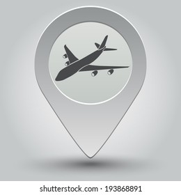 airplane icon - vector map pointer with shadow on light background