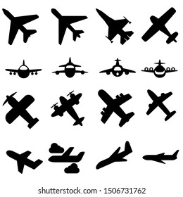 Airplane icon vector set. aircraft illustration symbol collection. plane sign. fly logo.