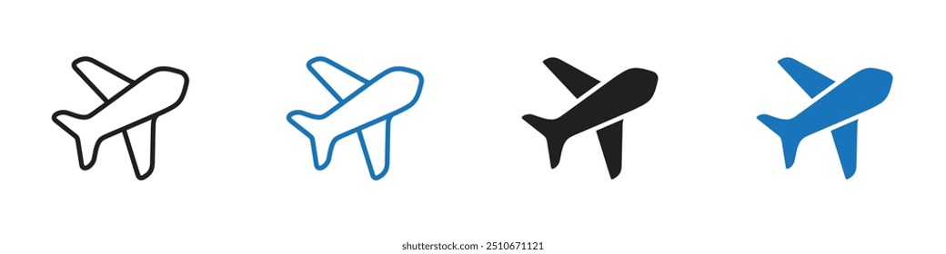 Airplane icon Vector set outline
