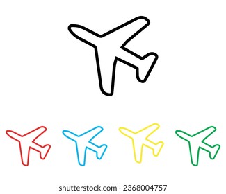 Airplane icon vector. Airplane icon sign symbol in trendy flat style. Set elements in colored icons. Airplane vector icon illustration isolated on white background