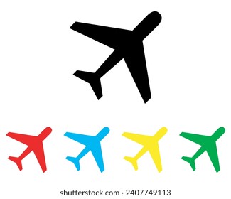 Vector de icono del avión. Símbolo de símbolo del icono del avión en estilo plano de moda. Establecer elementos en iconos de color. Icono del vector del avión aislado en fondo blanco