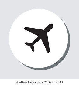 Airplane icon vector. Airplane sign symbol in trendy flat style. Airplane vector icon illustration in circle isolated on gray background