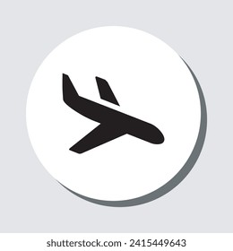 Vector de icono del avión. Símbolo de señalización del avión en estilo plano de moda. Ilustración del icono del vector del avión en círculo aislado en fondo gris