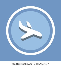 Vector de icono del avión. Símbolo de símbolo del icono del avión en estilo plano de moda. Imagen del icono del avión, ilustración del icono del avión aislada en fondo azul