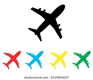 Airplane icon vector. Airplane icon sign symbol in trendy flat style. Set elements in colored icons. Airplane vector icon illustration isolated on white background