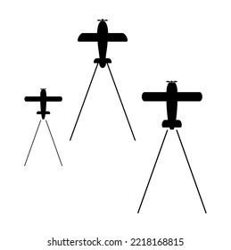 airplane icon vector, silhouette. isolated on white.