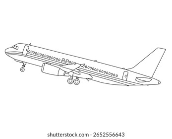 Airplane icon vector. Airplane simple pictogram isolated on white background. Passenger Airplane silhouette icon. Aircraft drawing. Travel symbol.