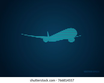 Airplane icon vector.con symbol isolated on blue background. Navigation map, gps, direction, placecontact, search concept.Vector illustration EPS 10