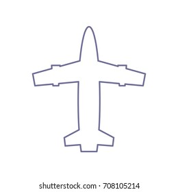 Airplane icon. Vector. Violet linear icon on white background. Isolated.