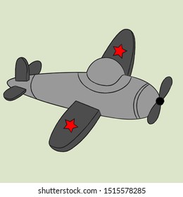 Airplane Icon. Vector airplane for web design on a gray background, with stars.