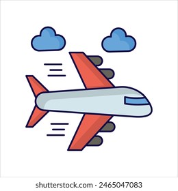 airplane icon with white background vector stock illustration
