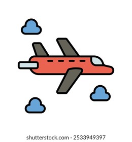 Icono de avión con fondo blanco Vector Ilustración de stock