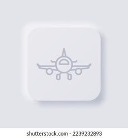 Icono de avión, Neumorfismo blanco diseño de interfaz de usuario suave para diseño web, IU de aplicación y más, Button, Vector.