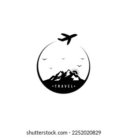 Airplane icons. Airlines. Plane Mountain logo Travel Logo Template