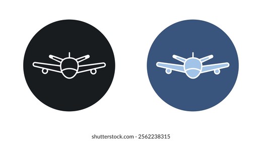 Airplane icons in black and colored version