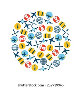 airplane icons in circle