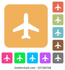 Airplane icons on rounded square vivid color backgrounds