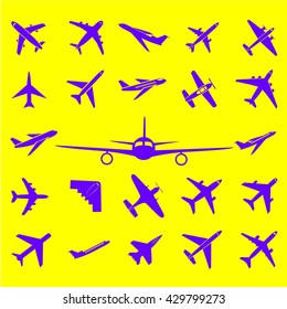 Airplane icons: passenger plane