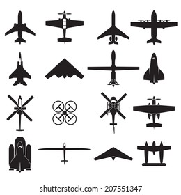 airplane icons set