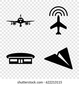 Airplane icons set. set of 4 airplane filled icons such as plane, airport