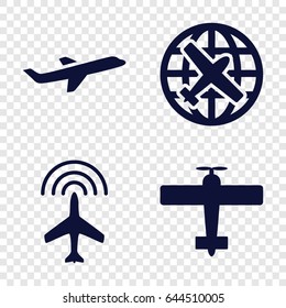 Airplane icons set. set of 4 airplane filled icons such as
