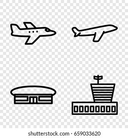 Airplane icons set. set of 4 airplane outline icons such as airport