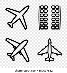 Airplane icons set. set of 4 airplane outline icons such as plane seats