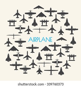  airplane icons set and Background