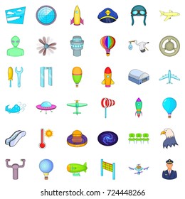 Airplane icons set. Cartoon style of 36 airplane vector icons for web isolated on white background