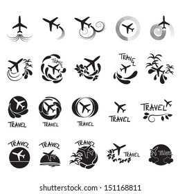 Airplane Icons Set - Isolated On White Background - Vector Illustration, Graphic Design Editable For Your Design. Airplane Logo