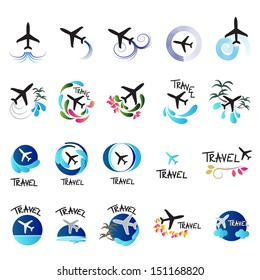 Airplane Icons Set - Isolated On White Background - Vector Illustration, Graphic Design Editable For Your Design. Airplane Logo