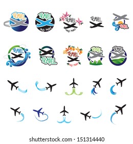 Airplane Icons Set - Isolated On White Background - Vector Illustration, Graphic Design Editable For Your Design. Airplane Logo