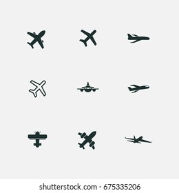 airplane icons set vector