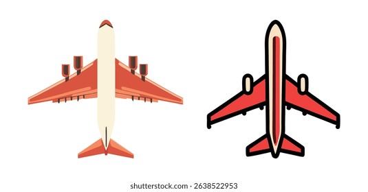 Airplane Icons Top Side View Illustrations for Travel Aviation Transportation Designs