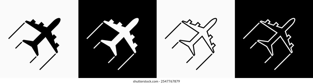 Airplane Icons: vector illustration of airplane icons with black and white background