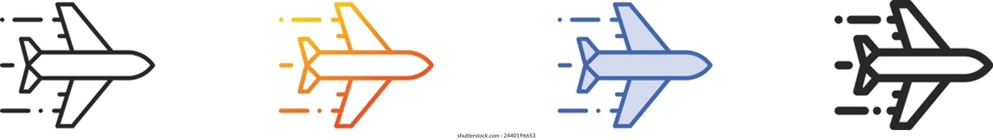 airplane icon.Thin Linear, Gradient, Blue Stroke and bold Style Design Isolated On White Background