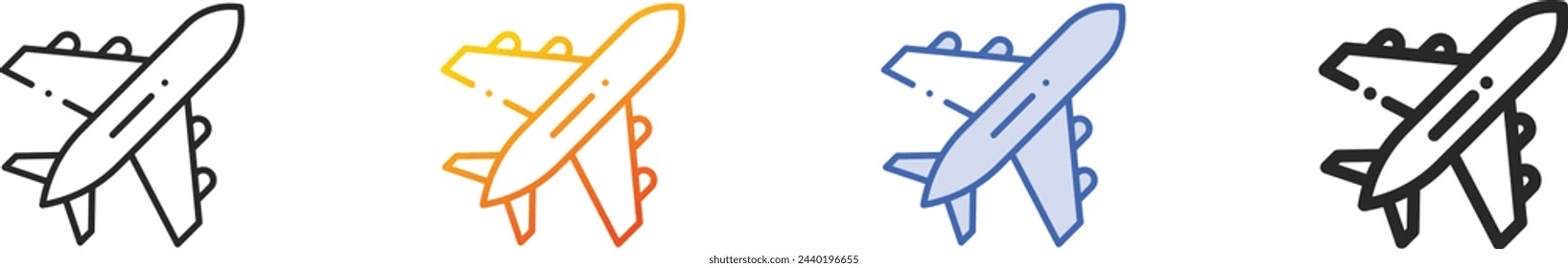 airplane icon.Thin Linear, Gradient, Blue Stroke and bold Style Design Isolated On White Background