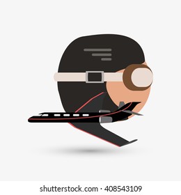 Airplane illustration design, editable vector
