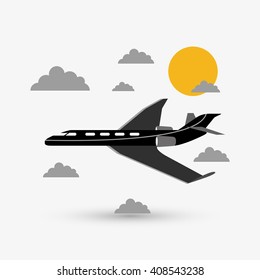 Airplane illustration design, editable vector