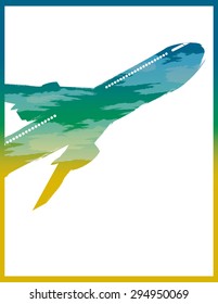 Airplane illustration with double exposure effect.