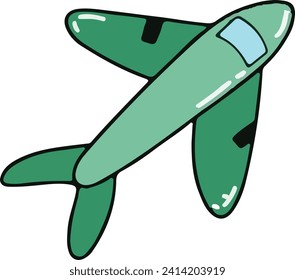 Airplane Illustration with Green Colour