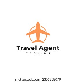 
Airplane illustration logo in a circle suitable for travel logo