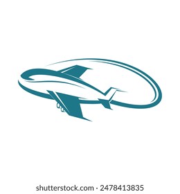 Airplane illustration logo design vector