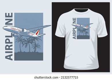 Airplane illustration, view of a flying aircraft