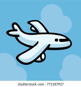 airplane illustration, view of a flying aircraft