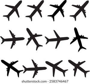 Airplane illustrator design set with white background