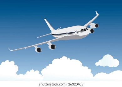 Airplane image made in vector graphic redactor