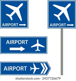 Airplane indicator signs. Airport direction signs. Airplane icon. Vector, design illustration. Vector.