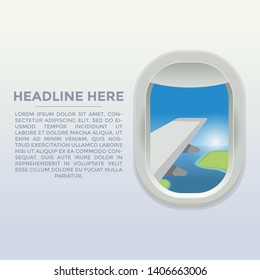 Airplane Interior Window Passenger Seat Beautiful View Vector, Airplane Interior Window Vector 