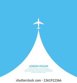 Airplane Up Into The Sky. Travel And Tourism Concept. Template Design For Web Site, Mobile App, Poster, Ad, Print Materials, Cover. Vector Illustration